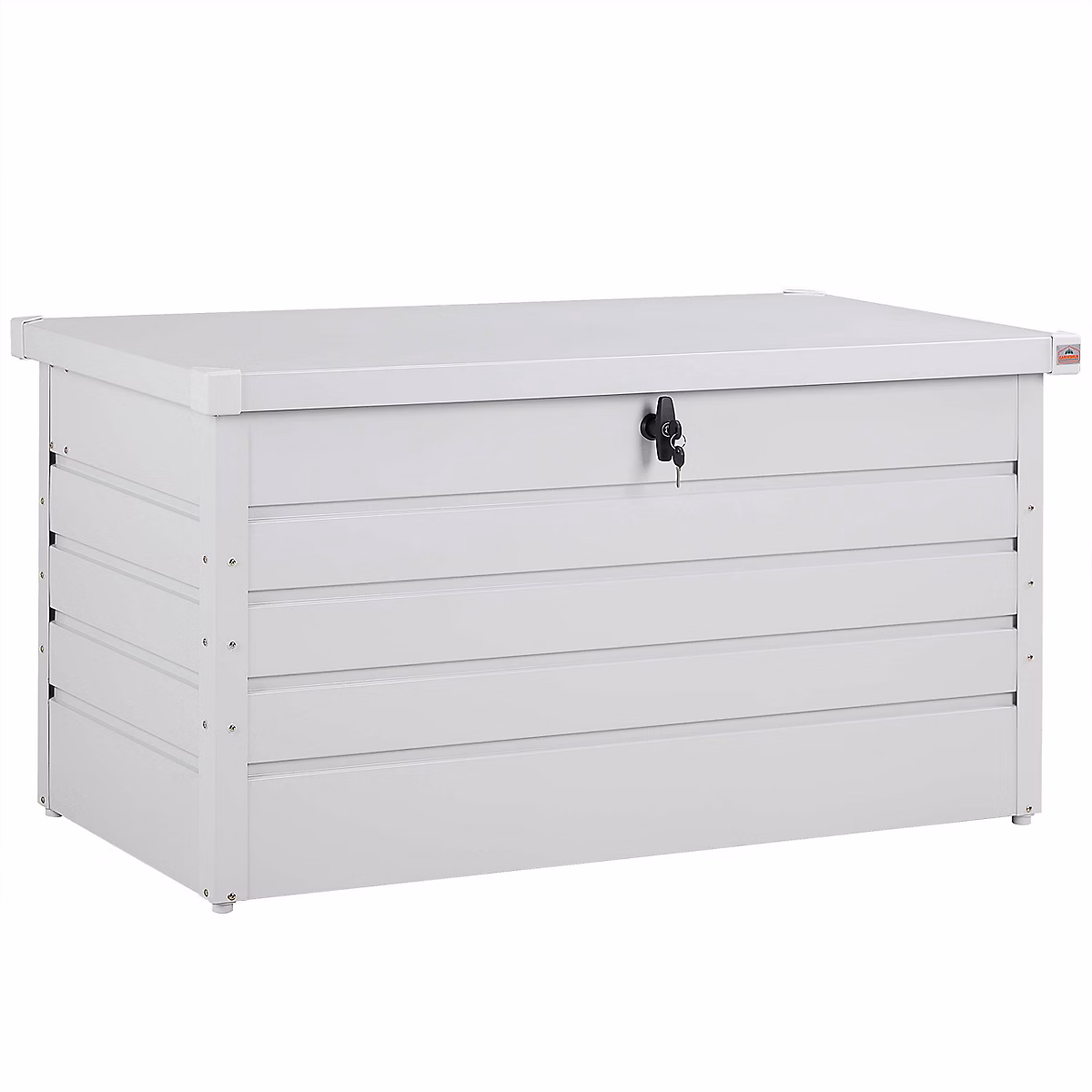 Coffre de jardin en metal Blanc 360L avec verins a gaz – Réf. WMPTBOFIR9572336736