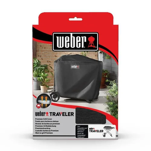 Équipement au jardin：Housse en polyester noire pour barbecue Weber Traveler - 56 x 144 x 100 cm