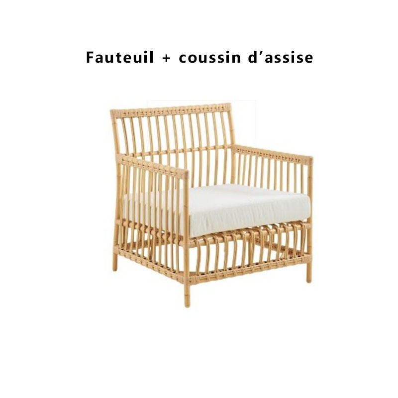 Ensemble fauteuil + coussin d'assise Caroline