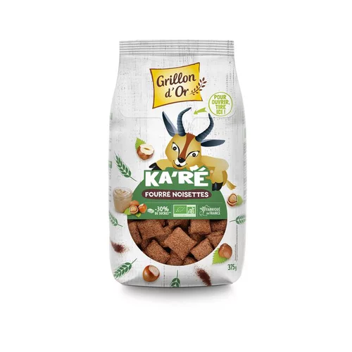 Pour vos projets：Karé fourré noisette bio en sachet de 375 g
