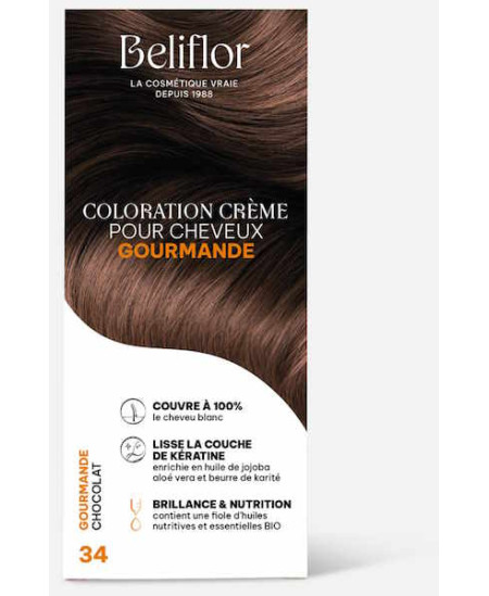 Beliflor Coloration Crème pour Cheveux Gourmande 34 Chocolat