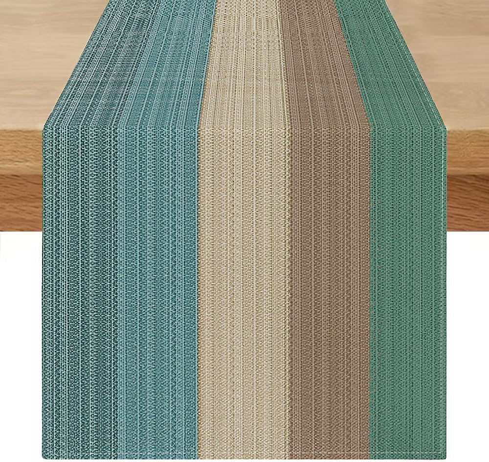 Chemin de Table Lin Style Vintage 40 × 240 cm Vert Foncé