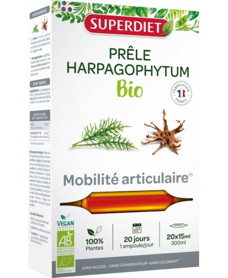 Super Diet - Prêle Harpagophytum Bio - 20 ampoules de 15ml