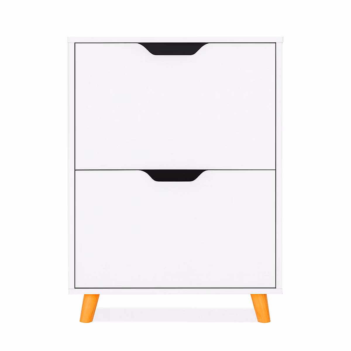 Emma – Meuble à Chaussures Gain de Place 2 Portes 55 × 82 × 25 cm 12 Paires en Bois Blanc