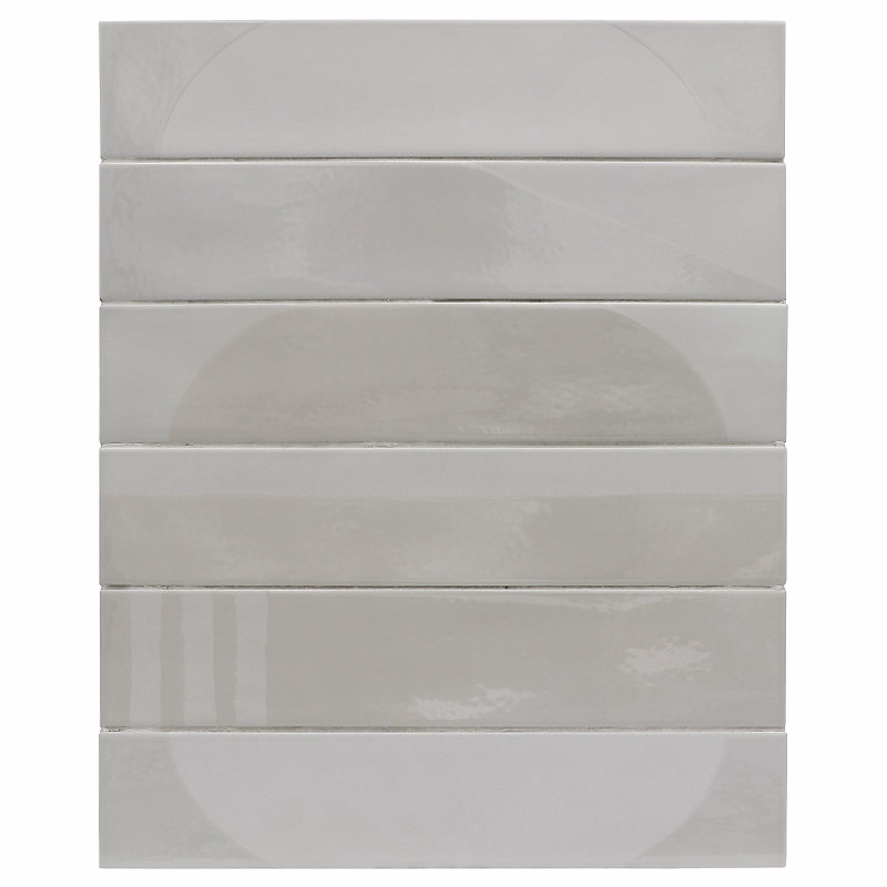 Carrelage sol / mur brique déco mixe mate et brillant effet béton gris 6 × 30 cm WADI DECOR STONE
