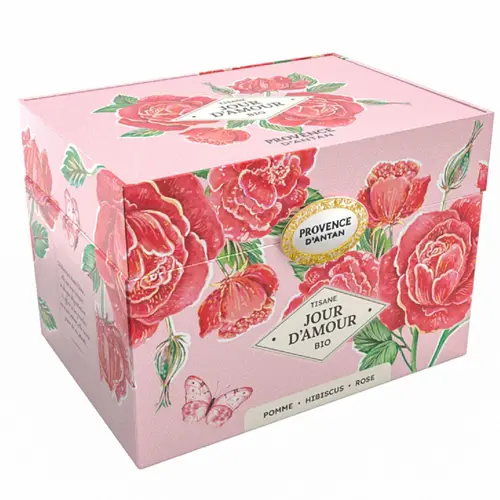 Jardin service：Coffret métal de tisane jour d’amour bio Provence d’antan - 40 g