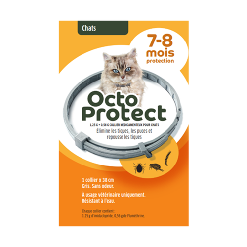 COLLIER ANTIPARASITAIRE POUR CHAT 'OCTOPROTECT' - GRIS - 38CM