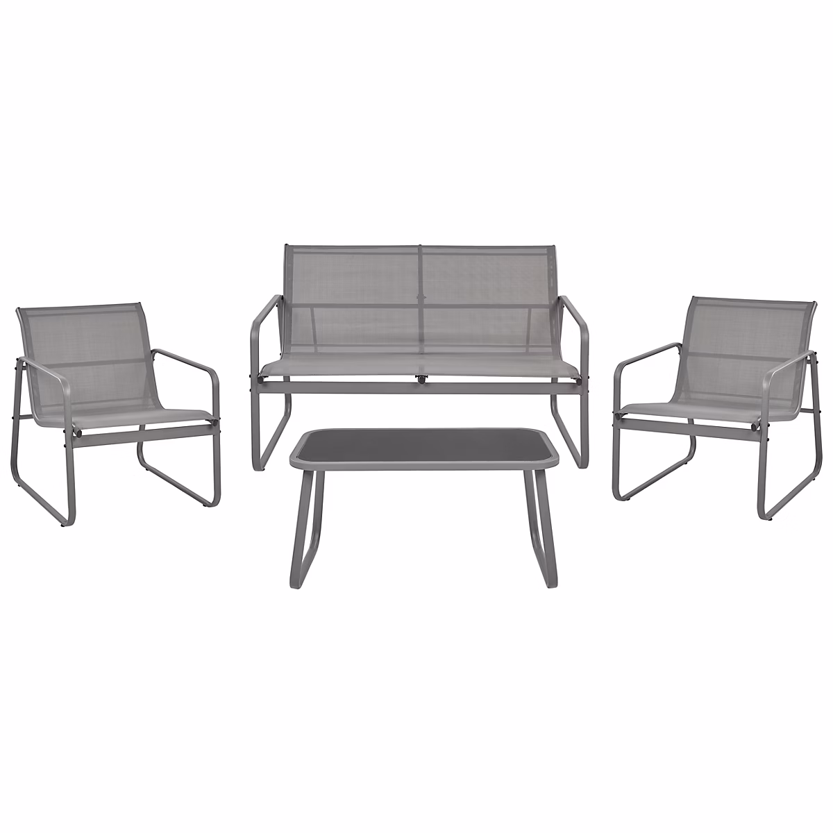 Salon et mobilier de jardin – Ensemble de salon de jardin avec table 4 places BARREA Métal Gris