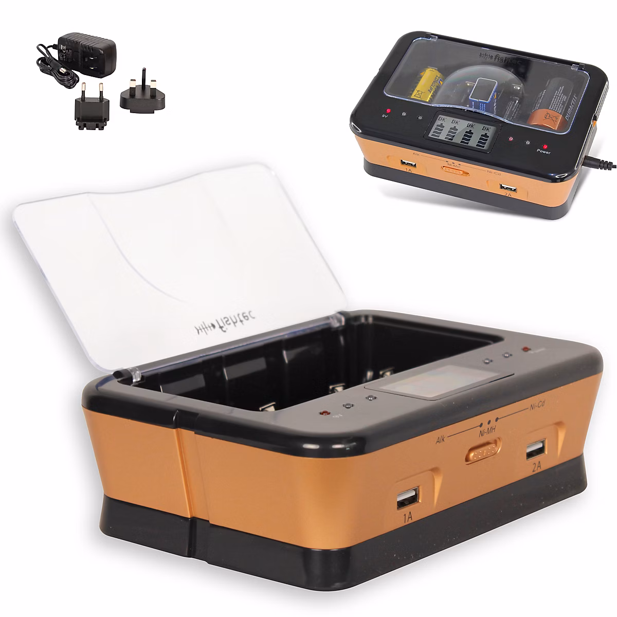 Chargeur universel piles rechargeables FISHTEC LR3 LR6 9V avec 2 ports USB – Réf. GAMUUIAHJ7430669564