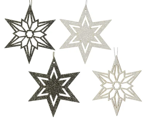 Solution pour le jardin：Décoration de Noël à suspendre forme étoile en bois - Ø 8,5 x H 10 cm