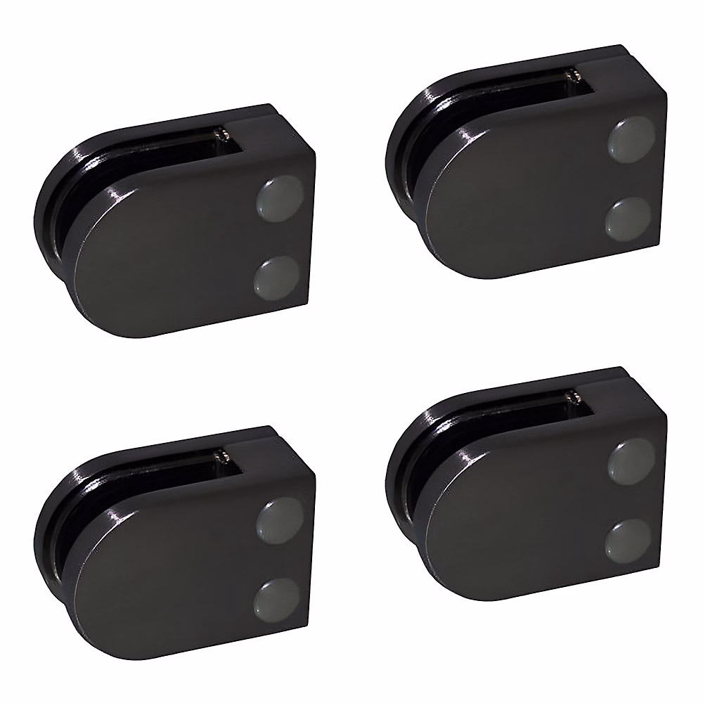 4 x Pince à verre plate modèle 02 – Ep. verre 6 mm, Inox noir anthracite