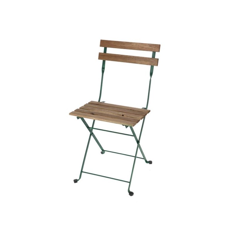 Chaise bistrot pliante en bois et métal vert