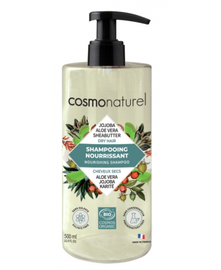 Cosmo Naturel Shampoing cheveux secs Karité Jojoba Aloé Véra 500ml