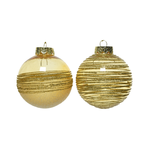 BOULE INCASSABLE TRANSPARENTE DORÉE AVEC PAILLETTES - ∅8CM