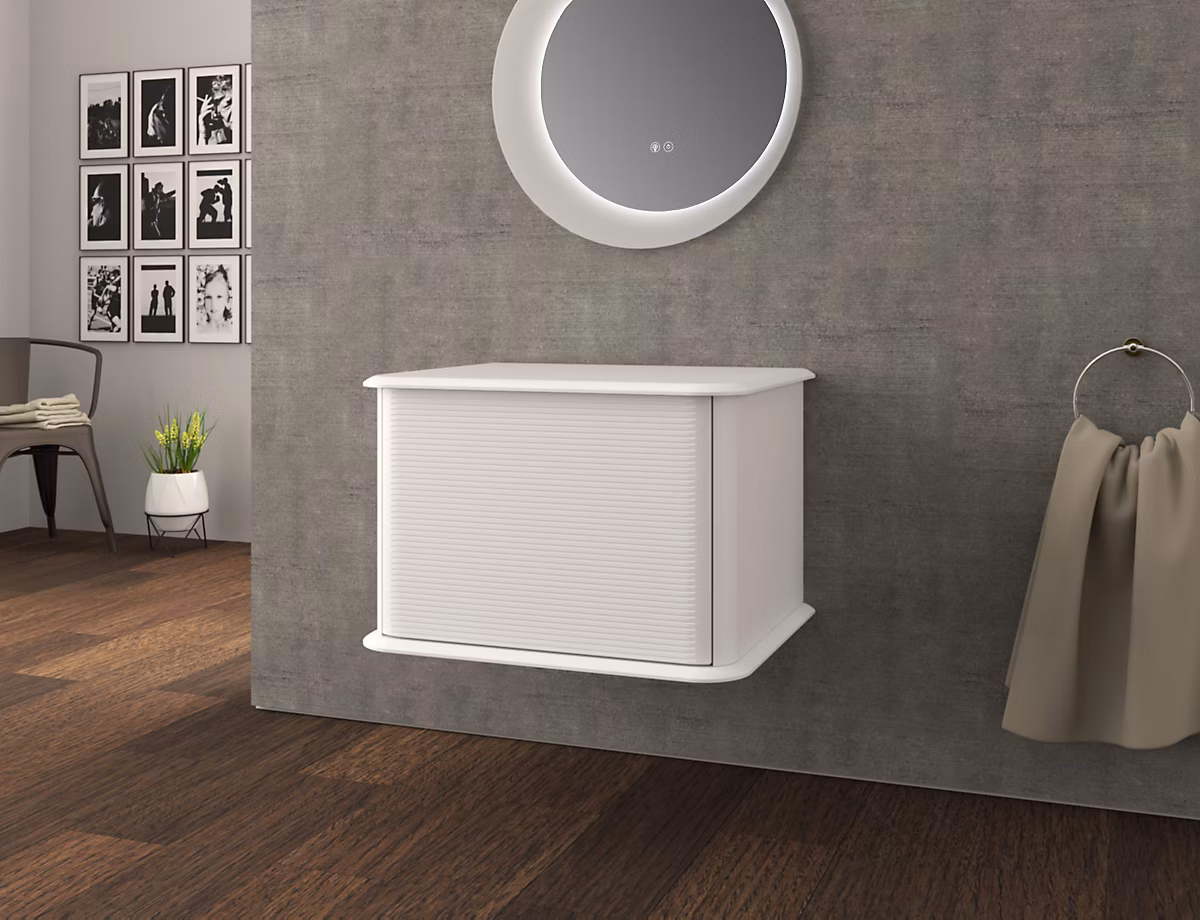 Meuble sous vasque suspendu avec plan de toilette l.61 cm – blanc mat, Idra
