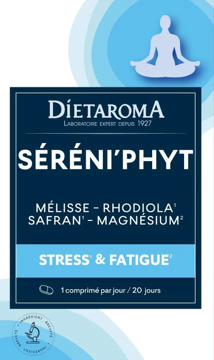 Pour la vie au jardin：Complément alimentaire mélisse, rhodolia, safran, magnésium marin relaxation et détente Dietaroma Sereni'phyt - 20 comprimés