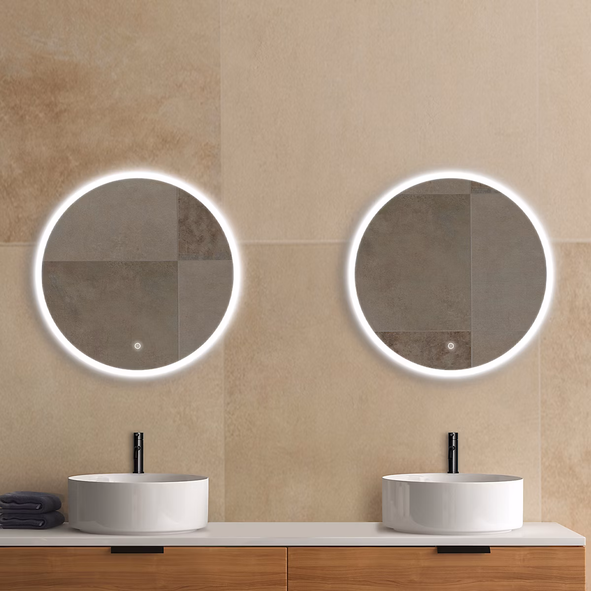Miroir de salle de bains lumineux LED rond Ø 70 cm MPGlass Bishop 2 | Miroir de salle de bains