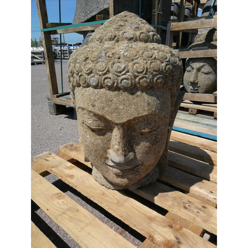 Statue Tête Bouddha Pierre de Lave - 50 à 150 cm