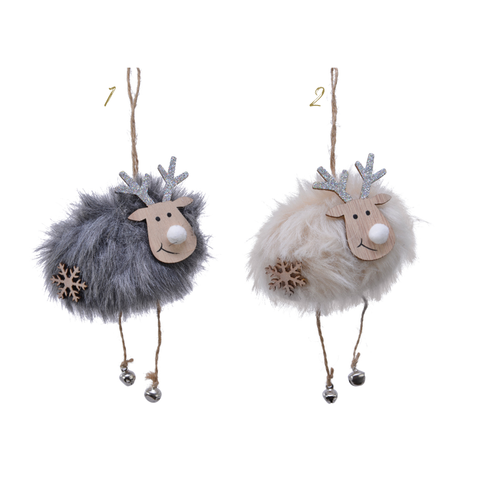 SUSPENSION CERF FAUSSE FOURRURE AVEC CLOCHETTE