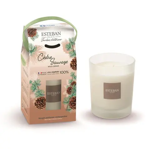 Extérieur durable:Bougie initiale parfumée Esteban senteur Cèdre sauvage - 180 g