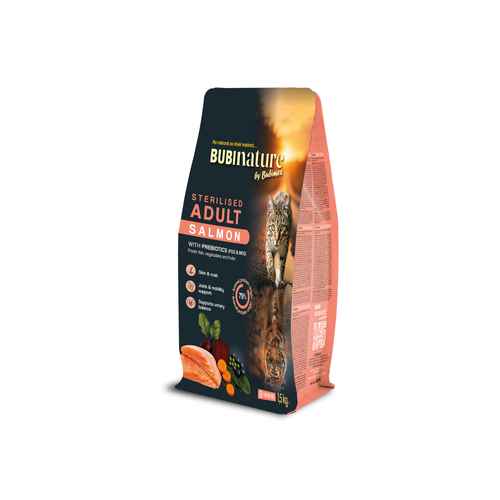 CROQUETTES CHAT STÉRILISÉ BUBI NATURE BUBIMEX® - SAUMON - 1,5KG