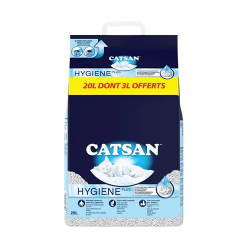LITIÈRE CATSAN® HYGIÈNE PLUS - 20L DONT 3L OFFERTS