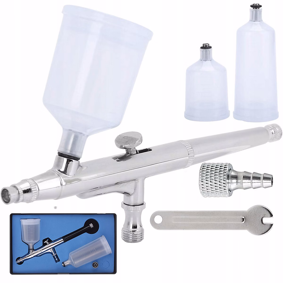 Aérographe de Précision 0 – 5 mm, Double Réglage, 2 Réservoirs, Pour Modélisme, Retouche, Art Créatif