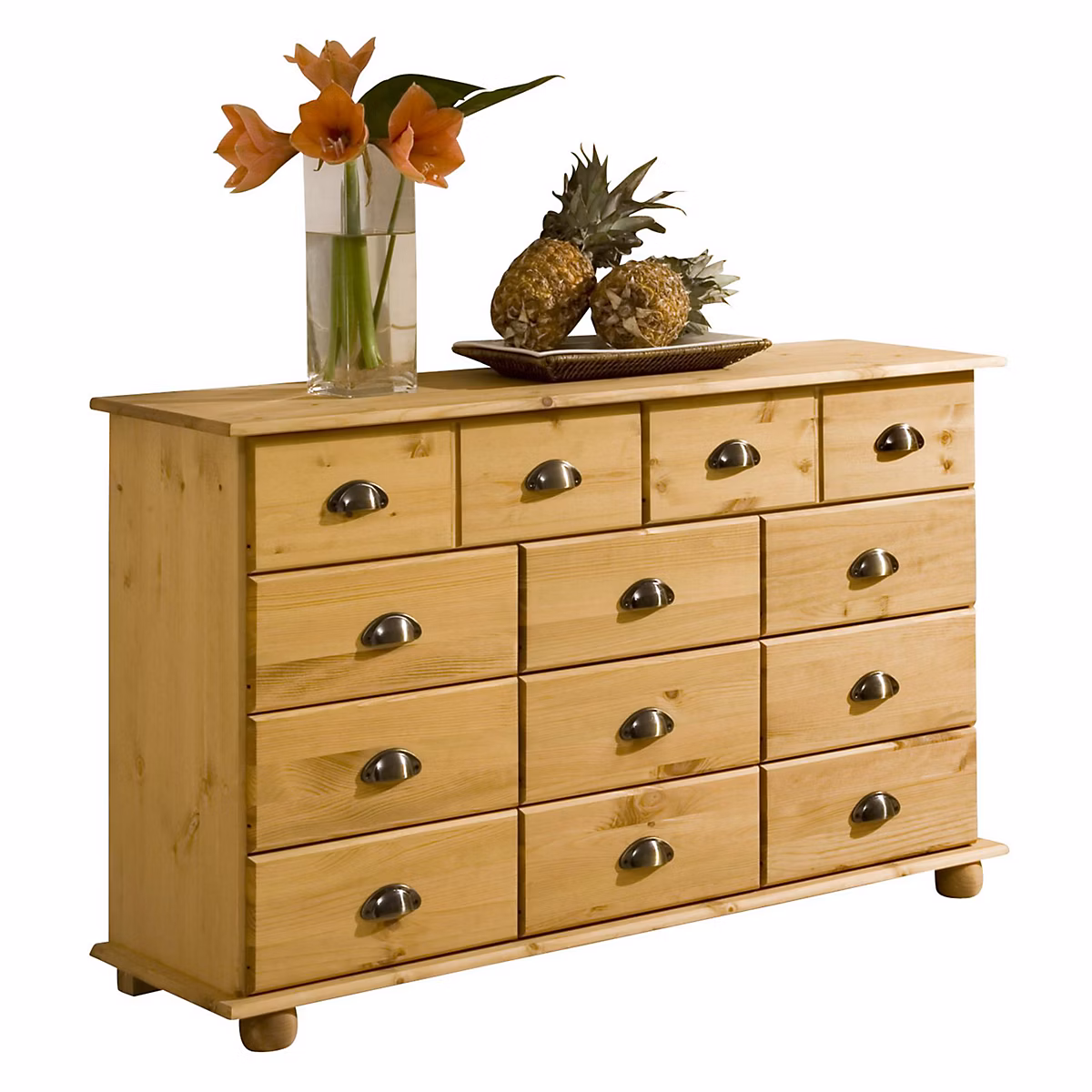 Commode apothicaire COLMAR en pin massif – 11 tiroirs, finition teintée/cirée