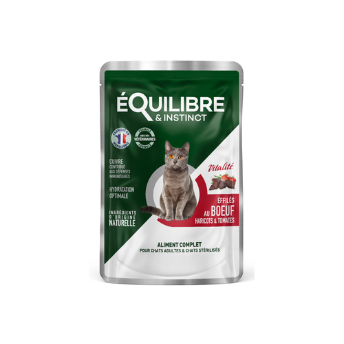 POCHON ÉFFILÉS CHAT - ÉQUILIBRE & INSTINCT® VITALITÉ - BOEUF - 85G