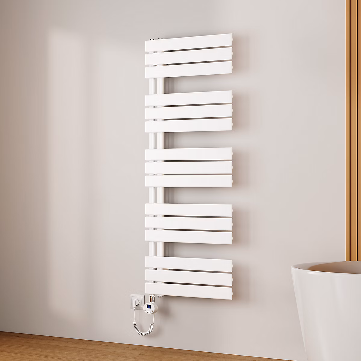 EMKE Radiateur Sèche | Serviettes Électrique 1320 × 500 mm – Blanc 800W – WiFi – Modes Intelligents – Détection Fenêtre