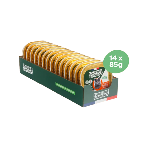 TERRINE CHAT SENIOR 9+ ÉQUILIBRE & INSTINCT® - VOLAILLE & COURGETTES - 14X85G