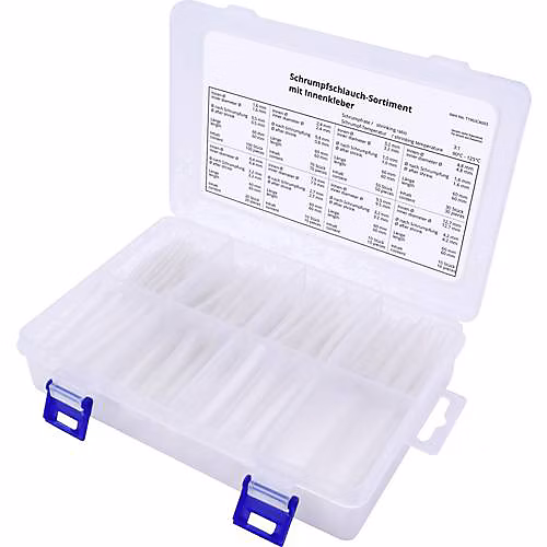Assortiment gaines thermorétractables 3:1 transparentes | 300 pièces – sections 60 mm – avec adhésif intérieur.