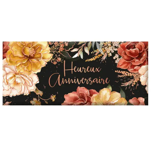 L’essentiel pour l’extérieur：Mini tablette chocolat lait « Heureux Anniversaire » Art Grafik - 30 g