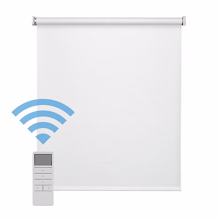 Easydeco – Store Enrouleur motorisé à batterie Blackout- Occultant, Blanc, 180 × 190 cm