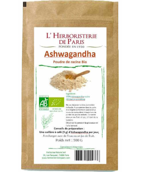 Herboristerie de Paris Ashwagandha bio poudre de racine 100gr