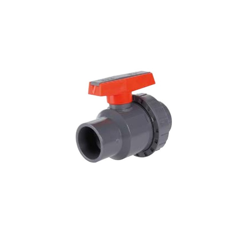 Vanne boisseau union PVC-U 50 mm pour piscine et bassin
