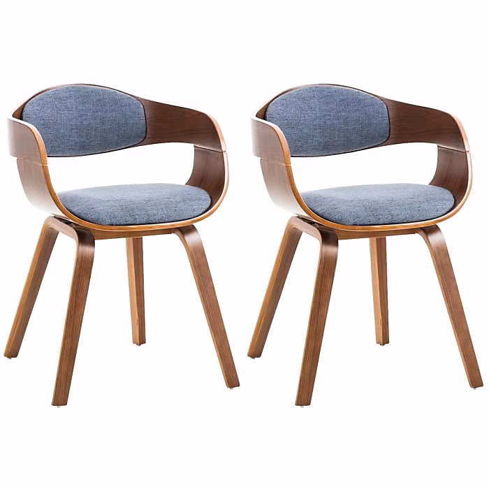 Chaises Retro Kingston – CLP, Lot de 2, Tissu, Accoudoirs, Bois