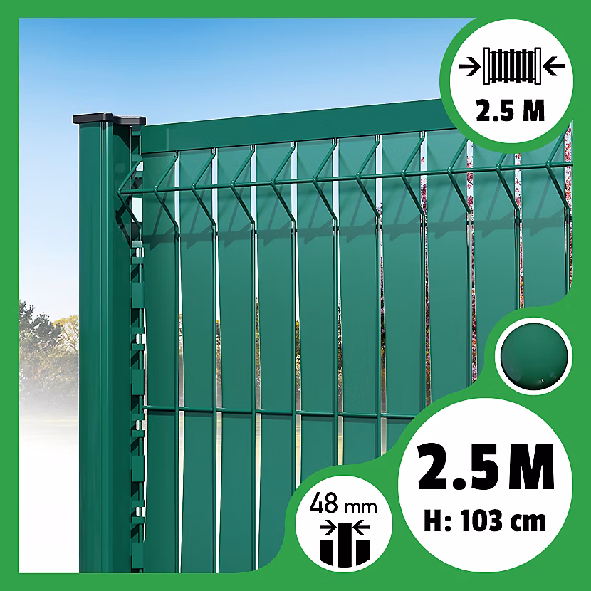 Brise – vue Lattes aluminium N55, Vert, 103 cm, 2, 50 mètres