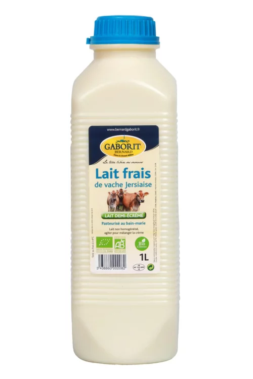Simple au jardin:Lait frais demi-écrémé pasteurisé bio de vaches Jersiaises Gaborit - 1 L