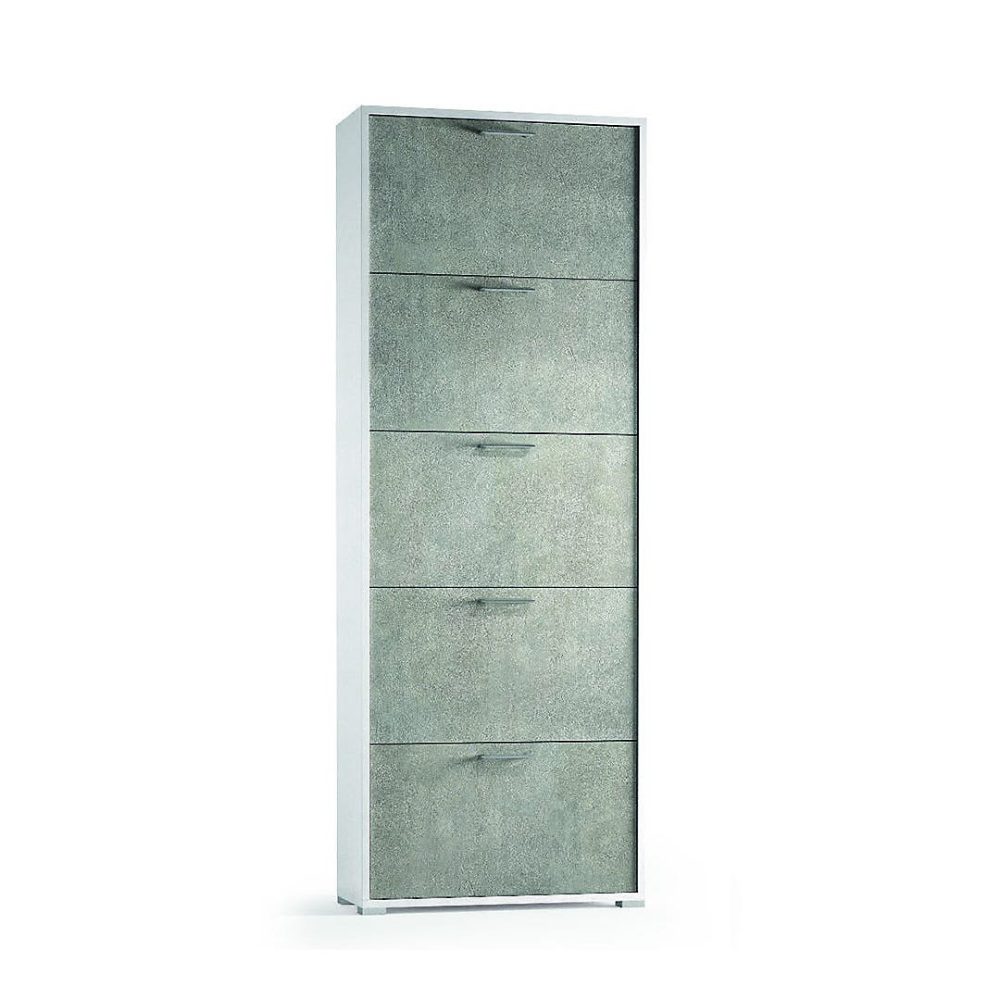 Armoire À Chaussures Blanche Avec 5 Portes Effet Béton – Réf. YKKXFJBIC6153286263