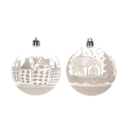 BOULE INCASSABLE TRANSPARENTE AVEC PAYSAGE EFFET NEIGE - ∅8CM