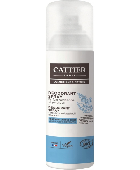 Cattier Brume active déodorant spray Cardamome Patchouli 100ml