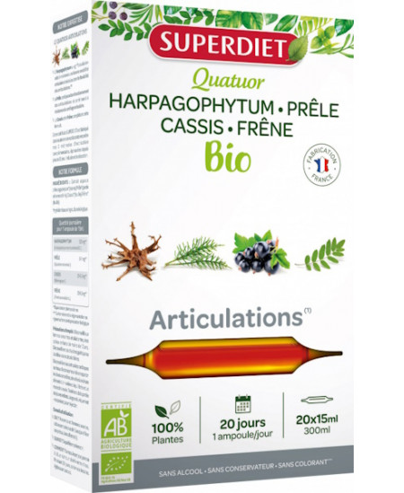 Superdiet Quatuor Articulations bio 20 ampoules de 10ml