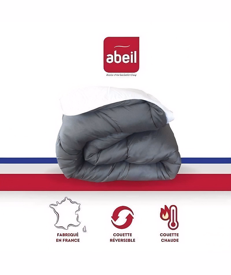 ABEIL Couette Bicolore – 200 × 200 cm | Blanc et gris