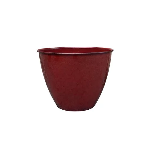 Extérieur plaisir：Pot coloris rouge en métal recyclé Carama - 16 x 16 x 1 cm