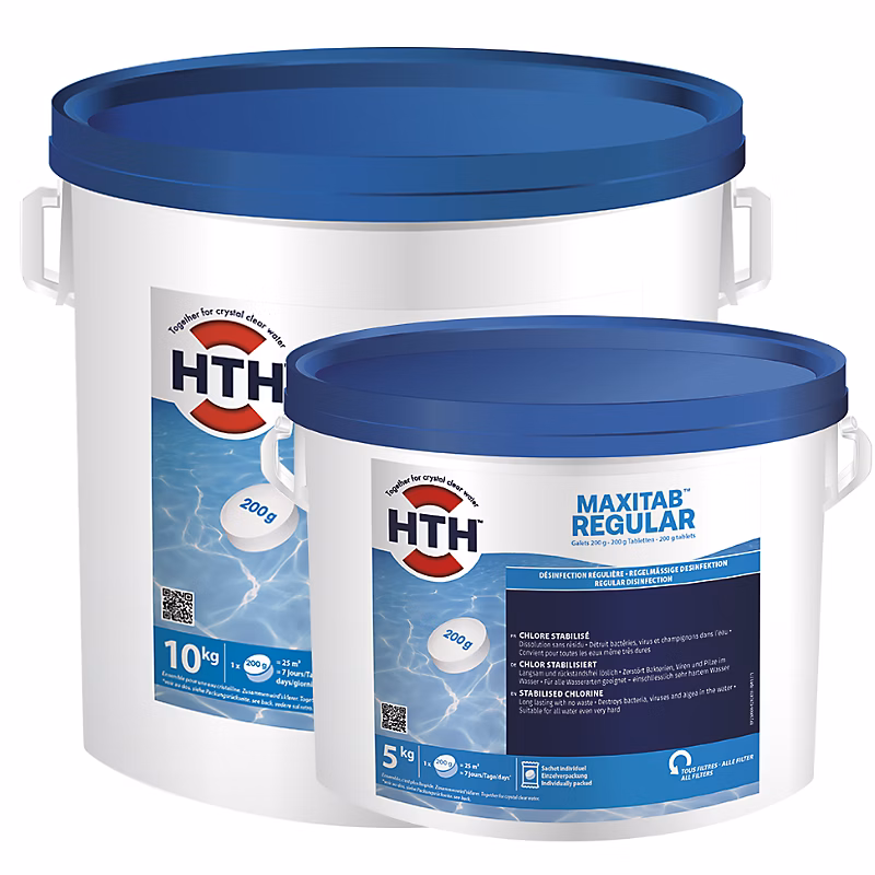 Chlore lent stabilisé hth MAXITAB Regular – Galets 200g, 5 kg