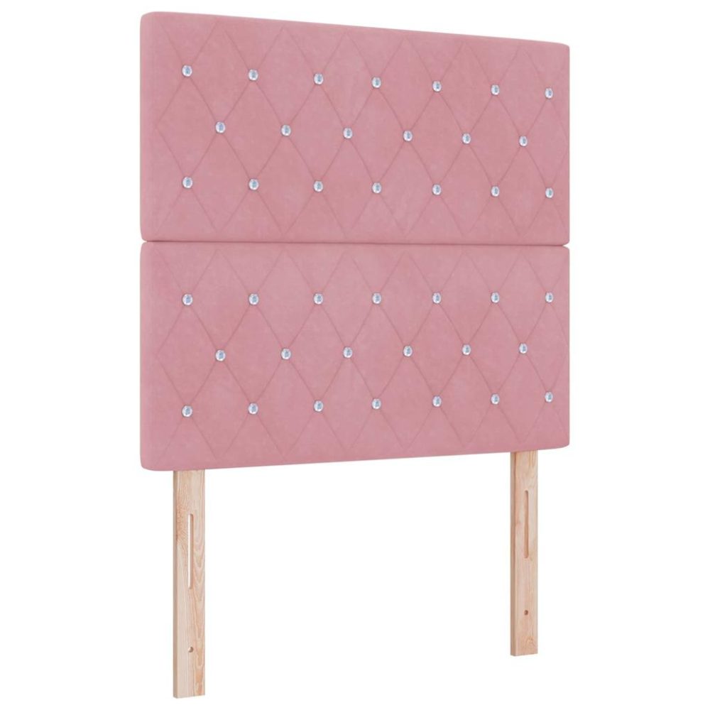 vidaXL Lit à ressort LED avec matelas Rose 100 x 200 cm Velours
