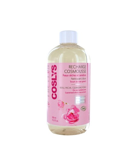 Coslys - Recharge Cosmousse visage peau sensible nettoyant à la Rose - 300 ml