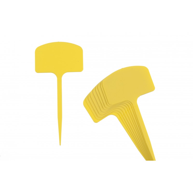 Étiquette à planter en T jaune - Lot de 10