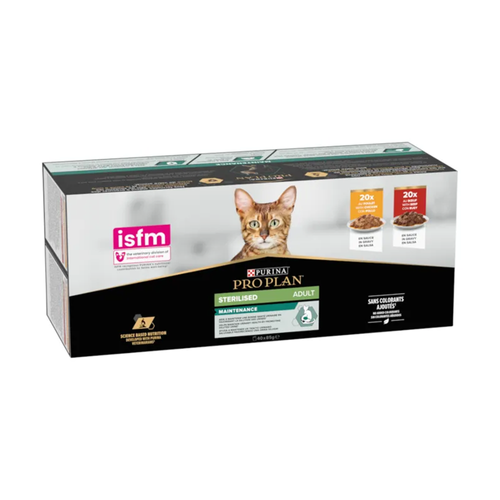 MAXI PACK SACHETS CHAT PROPLAN® STERILISED ADULT POULET/BOEUF - 40X85G